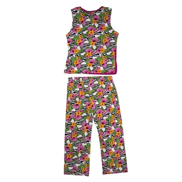 Sanrio Women’s Medium Hello Kitty Tropical Escape Pajamas Pink Zebra Loungewear - Picture 8 of 8